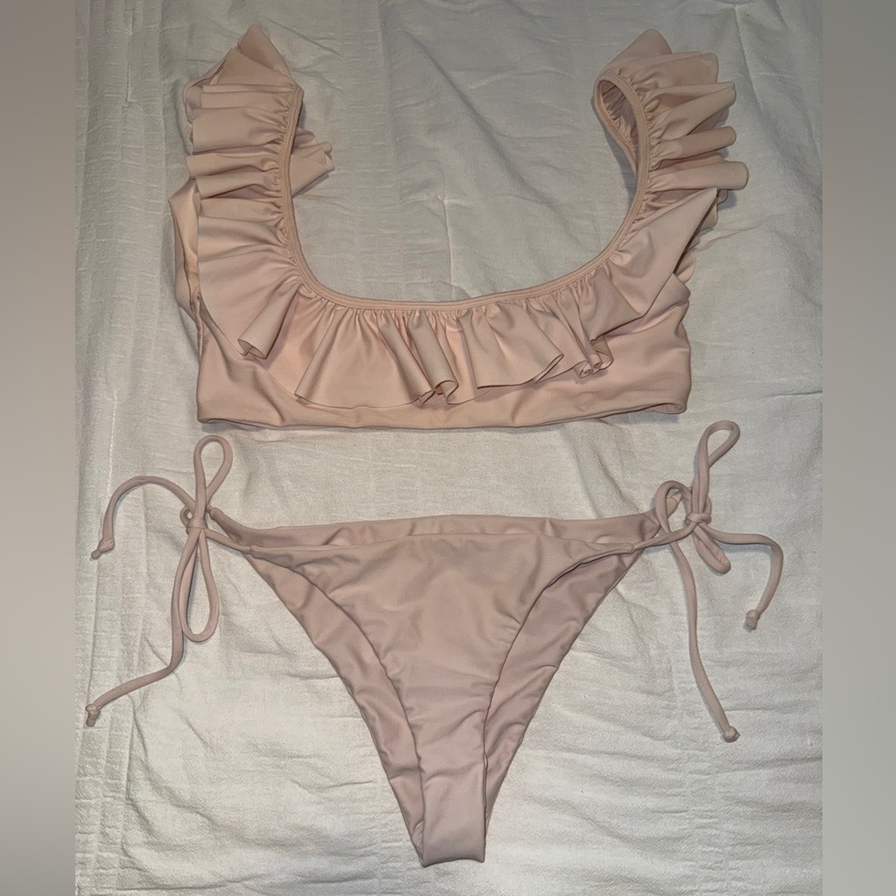 Light Pink Ruffle Lovers + Friends Bikini Set